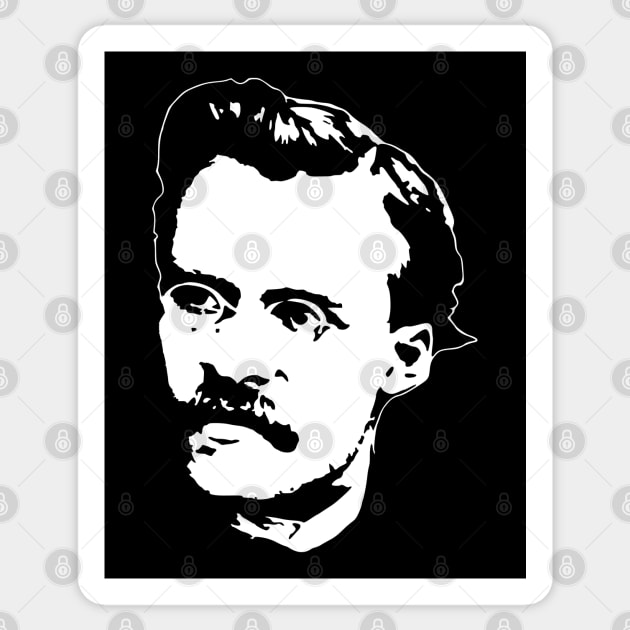 Friedrich Nietzsche White On Black Sticker by Nerd_art